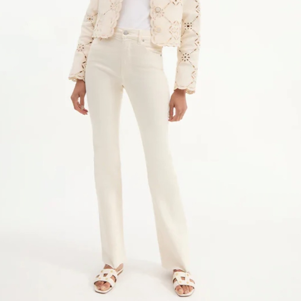 Veronica Beard Cameron Bootcut Raw Hem in White